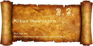 Miksa Henrietta névjegykártya